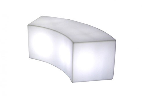 Banc lumineux arrondi blanc en polyéthylène, vue du produit