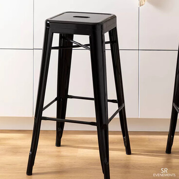 Tabouret haut métal type Tolix noir