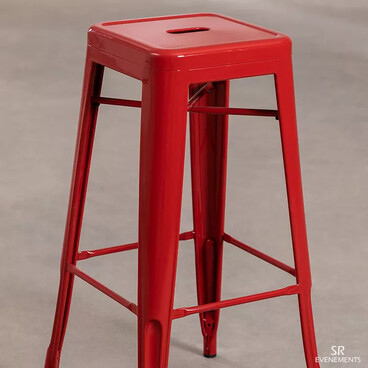 Tabouret haut métal type Tolix rouge