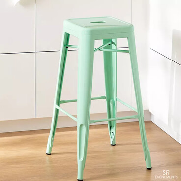 Tabouret haut métal type Tolix vert menthe